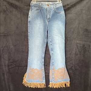 Parasuco Jeans Size 26 Blue Jeans Brown Fringe